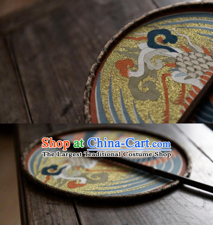 China Ancient Ming Dynasty Court Lady Fan Handmade Phoenix Pattern Palace Fan Traditional Silk Circular Fan