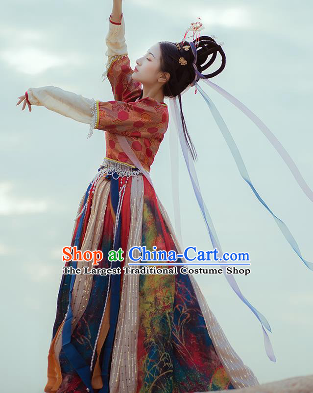 Traditional Chinese Tang Dynasty Palace Princess Historical Costume Ancient Court Lady Hanfu Dress