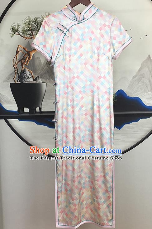 China Modern Silk Qipao Dress Traditional Cheongsam National Young Woman Clothing