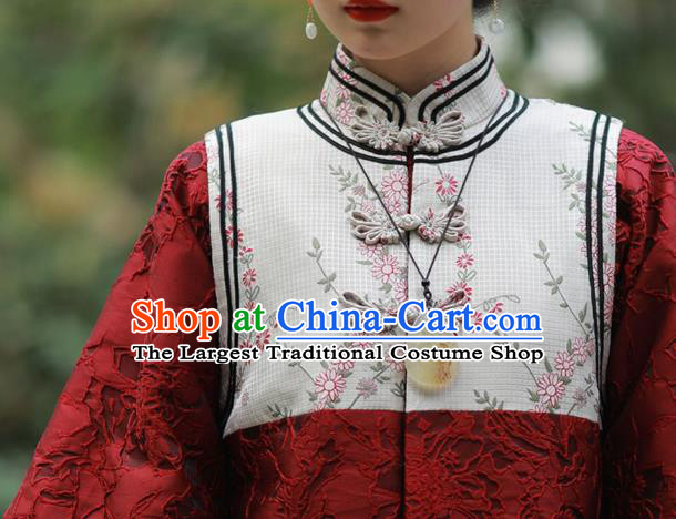 China National Woman Cotton Wadded Jacket Tang Suit Outer Garment Traditional Red Brocade Overcoat Costume