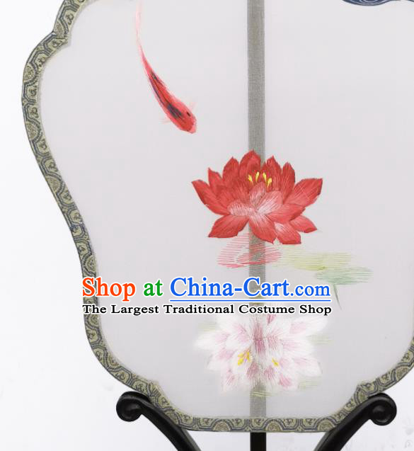 China Suzhou Embroidered Lotus Fan Traditional Song Dynasty Palace Fan Classical Dance Silk Fan