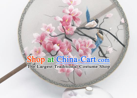 China Suzhou Embroidered Mangnolia Fan Traditional Song Dynasty Palace Fan Classical Dance Silk Circular Fan