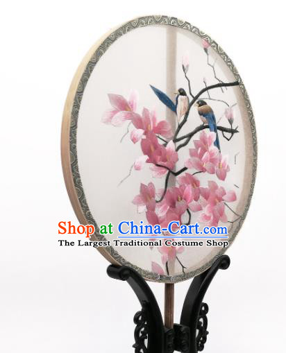 China Suzhou Embroidered Mangnolia Fan Traditional Song Dynasty Palace Fan Classical Dance Silk Circular Fan