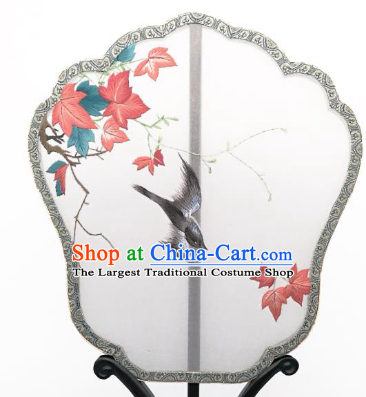 China Traditional Song Dynasty Princess Palace Fan Classical Dance Silk Fan Suzhou Embroidered Maple Leaf Fan