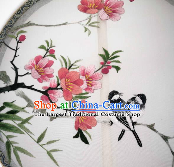 China Classical Silk Circular Fan Traditional Hanfu Palace Fan Suzhou Embroidered Begonia Fan