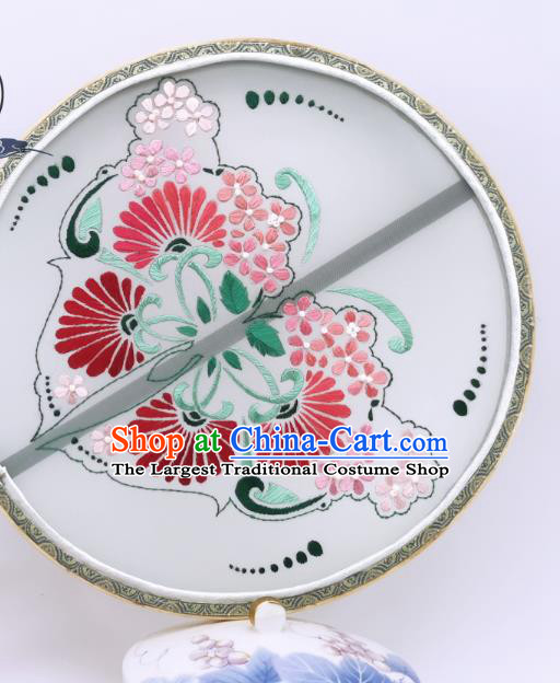 China Handmade Silk Circular Fan Traditional Hanfu Fans Suzhou Embroidery Palace Fan