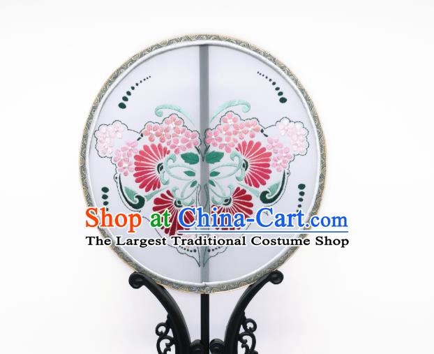 China Handmade Silk Circular Fan Traditional Hanfu Fans Suzhou Embroidery Palace Fan