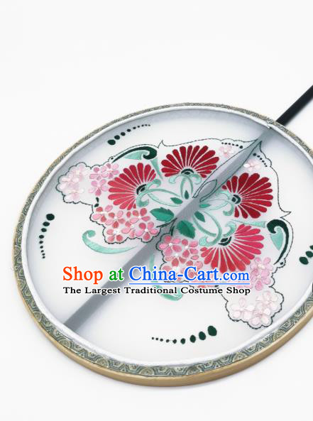 China Handmade Silk Circular Fan Traditional Hanfu Fans Suzhou Embroidery Palace Fan
