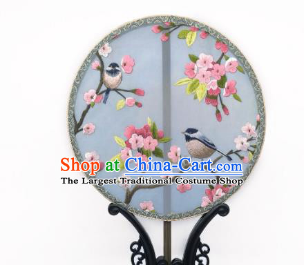 China Classical Double Side Silk Circular Fan Traditional Hanfu Palace Fan Suzhou Embroidery Winter Jasminum Fan