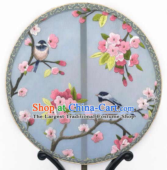 China Classical Double Side Silk Circular Fan Traditional Hanfu Palace Fan Suzhou Embroidery Winter Jasminum Fan