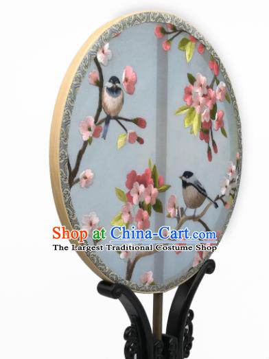 China Classical Double Side Silk Circular Fan Traditional Hanfu Palace Fan Suzhou Embroidery Winter Jasminum Fan