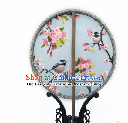 China Classical Double Side Silk Circular Fan Traditional Hanfu Palace Fan Suzhou Embroidery Winter Jasminum Fan