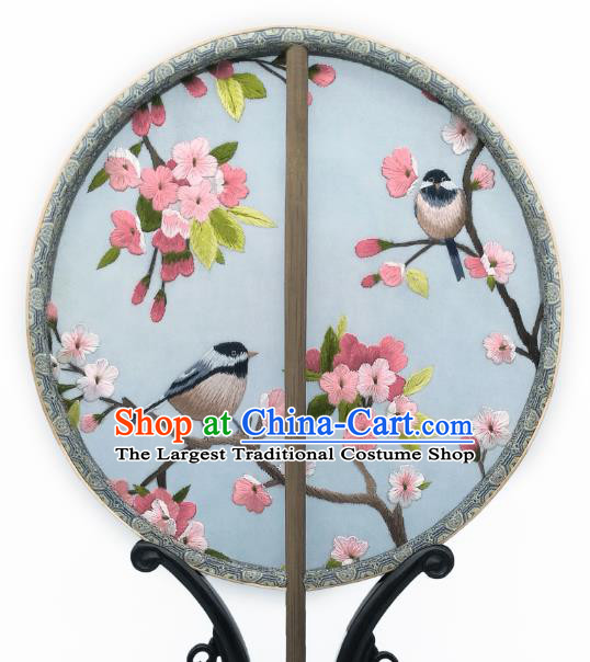 China Classical Double Side Silk Circular Fan Traditional Hanfu Palace Fan Suzhou Embroidery Winter Jasminum Fan