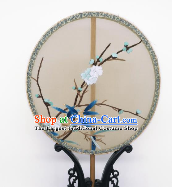 China Ancient Song Dynasty Princess Palace Fan Traditional Silk Fan Classical Embroidered Plum Blossom Circular Fans