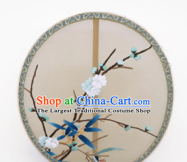 China Ancient Song Dynasty Princess Palace Fan Traditional Silk Fan Classical Embroidered Plum Blossom Circular Fans