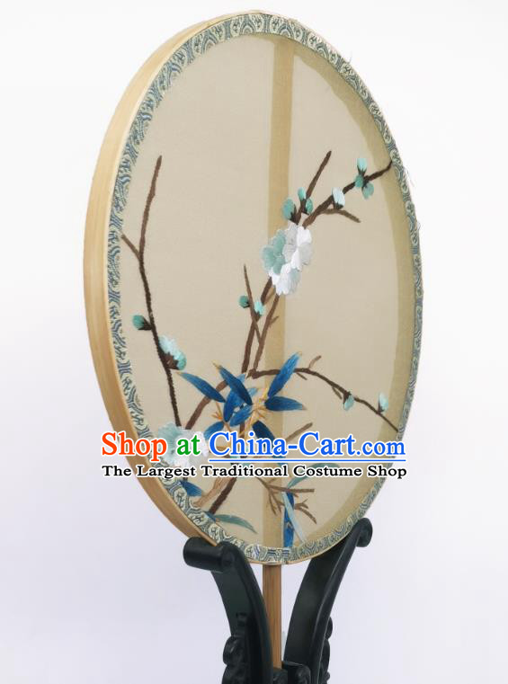 China Ancient Song Dynasty Princess Palace Fan Traditional Silk Fan Classical Embroidered Plum Blossom Circular Fans