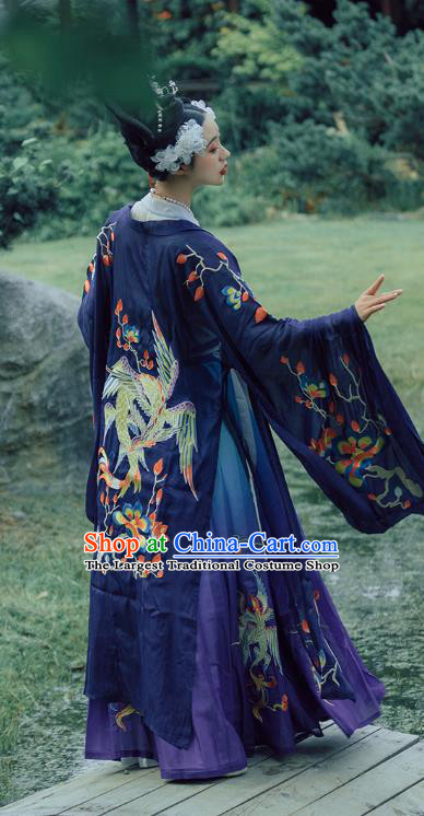 China Ancient Imperial Concubine Purple Hanfu Dress Apparels Traditional Tang Dynasty Court Woman Embroidered Costumes