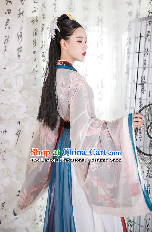 Traditional China Jin Dynasty Palace Lady Costumes Ancient Fairy Princess Hanfu Dress Clothing Full Set