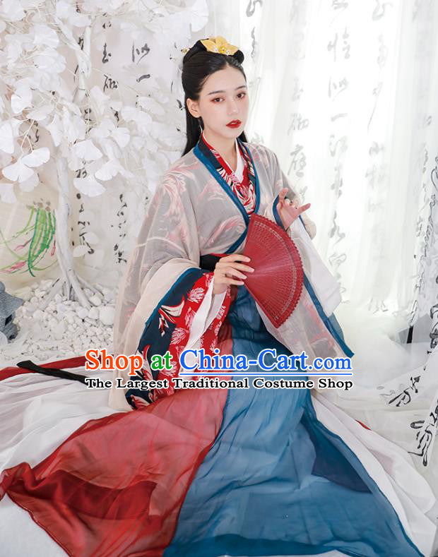 Traditional China Jin Dynasty Palace Lady Costumes Ancient Fairy Princess Hanfu Dress Clothing Full Set