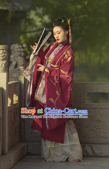 Traditional China Ming Dynasty Court Woman Historical Costumes Ancient Imperial Empress Hanfu Dress Clothing