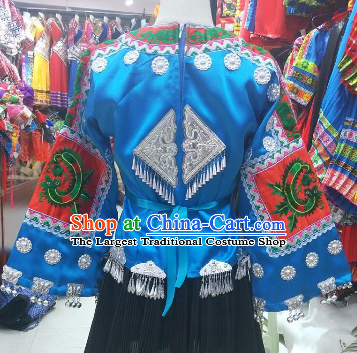 Chinese Tujia Ethnic Woman Costumes Traditional Guizhou Miao National Minority Stage Performance Clothing