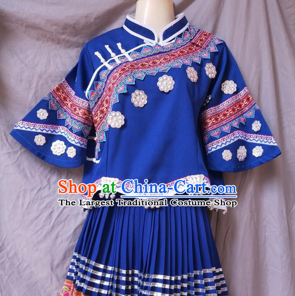 Chinese Hmong Ethnic Young Lady Costumes Traditional Miao National Minority Informal Clothing