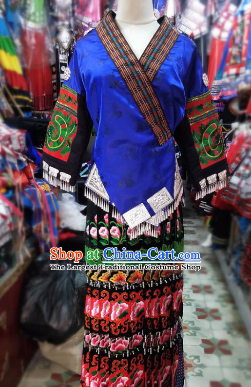 Chinese Hmong Ethnic Wedding Costumes Traditional Miao National Minority Folk Dance Clothing