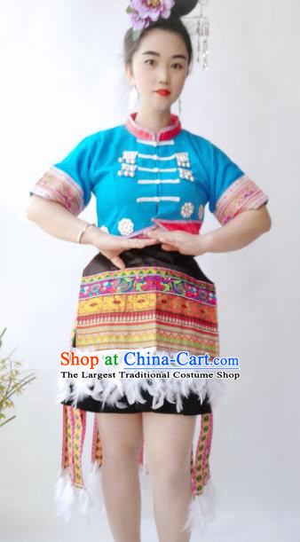 Chinese Guizhou Hmong Ethnic Stage Performance Costumes Traditional Miao National Minority Woman Pheasant Dance Clothing