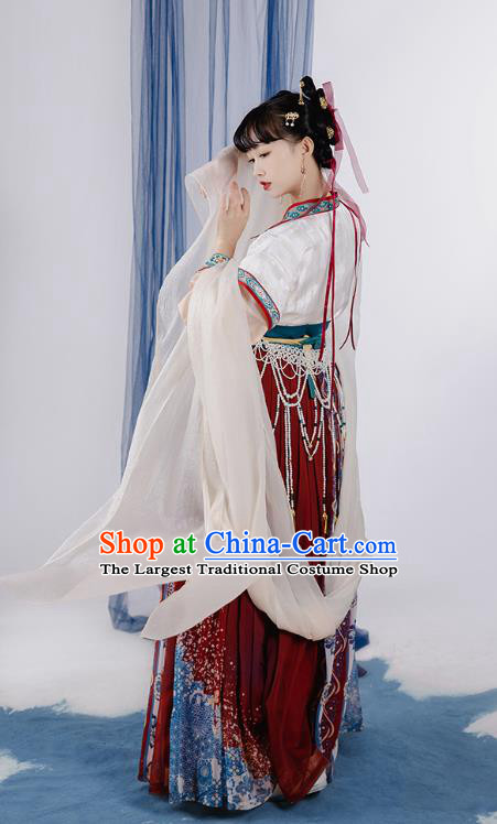China Traditional Tang Dynasty Young Lady Costumes Ancient Court Maid Hanfu Dress Clothing