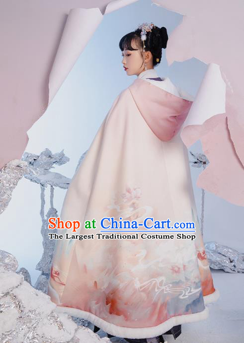 China Traditional Ming Dynasty Court Beauty Hanfu Clothing Ancient Royal Princess Embroidered Cape