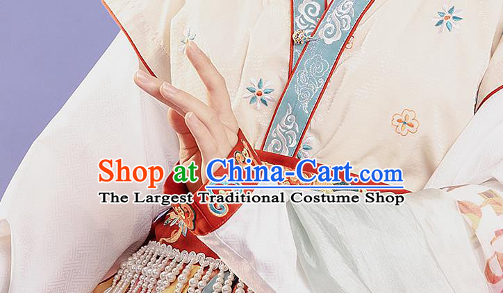 China Ancient Palace Princess Embroidered Costumes Traditional Tang Dynasty Court Lady Replica Clothing