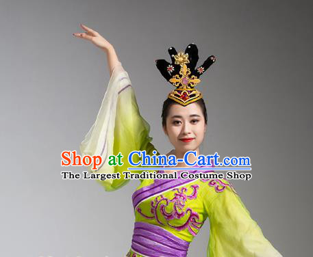 China Woman Stage Performance Clothing Classical Dance Costume Goddess Dance Yellow Hanfu Dress