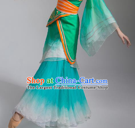 China Goddess Dance Green Hanfu Dress Woman Stage Performance Clothing Classical Dance Costume