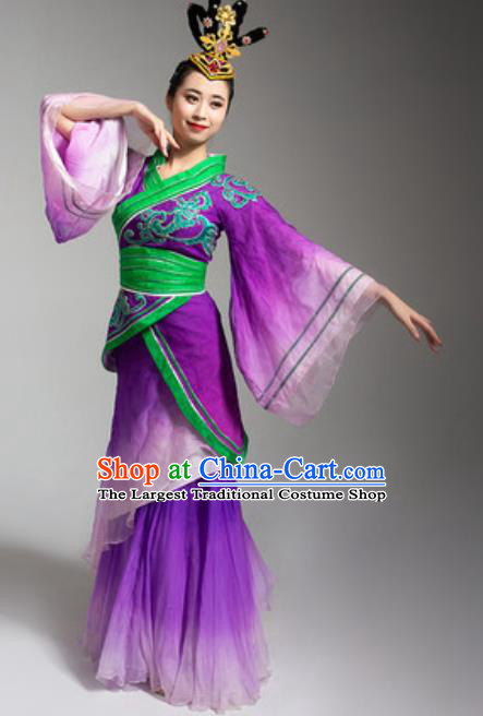 China Fairy Dance Purple Hanfu Dress Classical Dance Costume Stage Performance Goddess Clothing