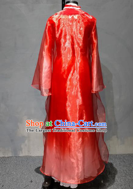 China Drum Dance Red Dress Classical Dance Costume Stage Performance Clothing