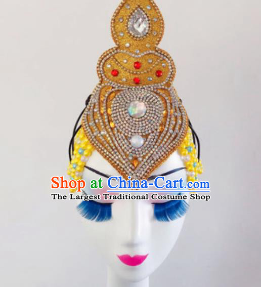 China Handmade Goddess Wig Chignon Classical Dance Headwear Traditional Stage Performance Hair Accessories