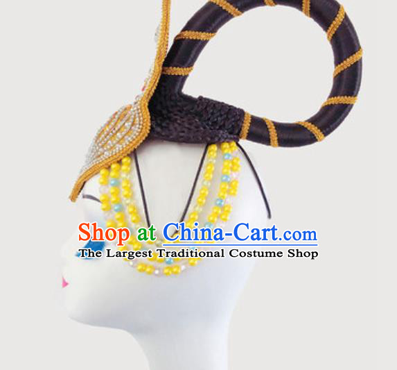China Handmade Goddess Wig Chignon Classical Dance Headwear Traditional Stage Performance Hair Accessories