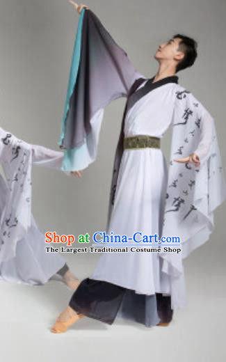 Chinese Classical Dance Costumes Male Ink Dance Clothing Martial Arts Garment for Men