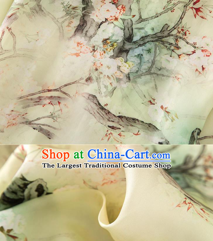 China Traditional Printing Pear Blossom Shirt Tang Suit Upper Outer Garment Women Green Silk Blouse