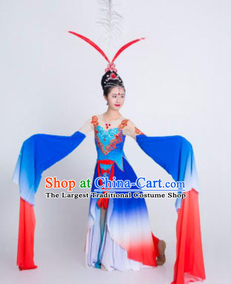 China Water Sleeve Dance Costume Classical Dance Stage Performance Blue Dress