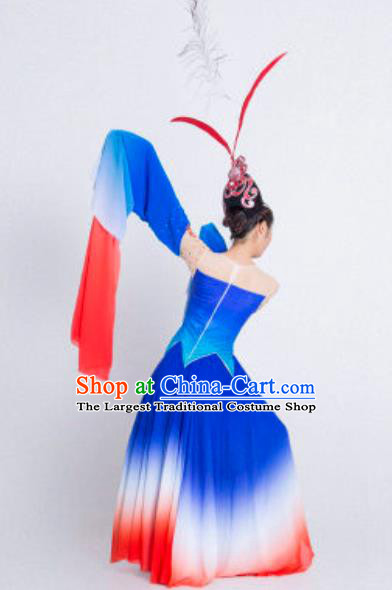 China Water Sleeve Dance Costume Classical Dance Stage Performance Blue Dress