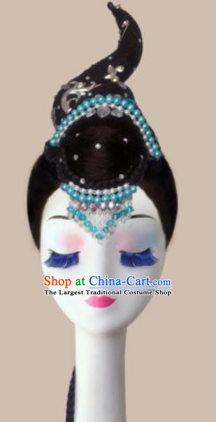 China Traditional Classical Dance Hair Accessories Handmade Goddess Dance Wigs Chignon