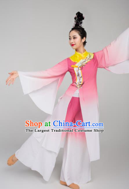 China Stage Performance Clothing Classical Dance Costume Traditional Fan Dance Pink Dress Outfits