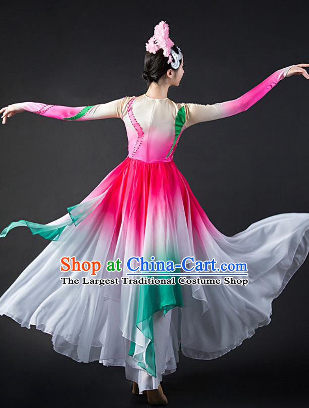 China Classical Dance Stage Performance Clothing Woman Umbrella Dance Pink Dress