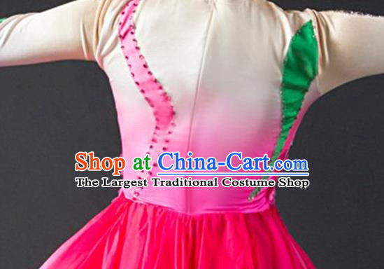 China Classical Dance Stage Performance Clothing Woman Umbrella Dance Pink Dress