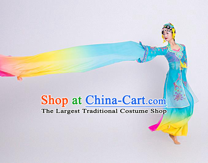 China Beijing Opera Stage Performance Clothing Woman Water Sleeve Dance Blue Dress Outfits