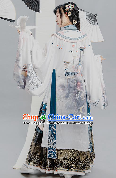 China Traditional Ming Dynasty Princess Hanfu Clothing Ancient Nobility Beauty Embroidered Costumes Full Set