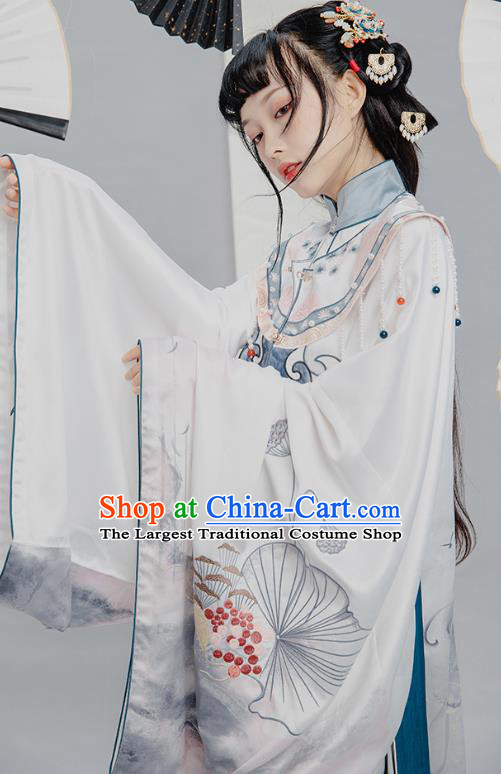 China Traditional Ming Dynasty Princess Hanfu Clothing Ancient Nobility Beauty Embroidered Costumes Full Set