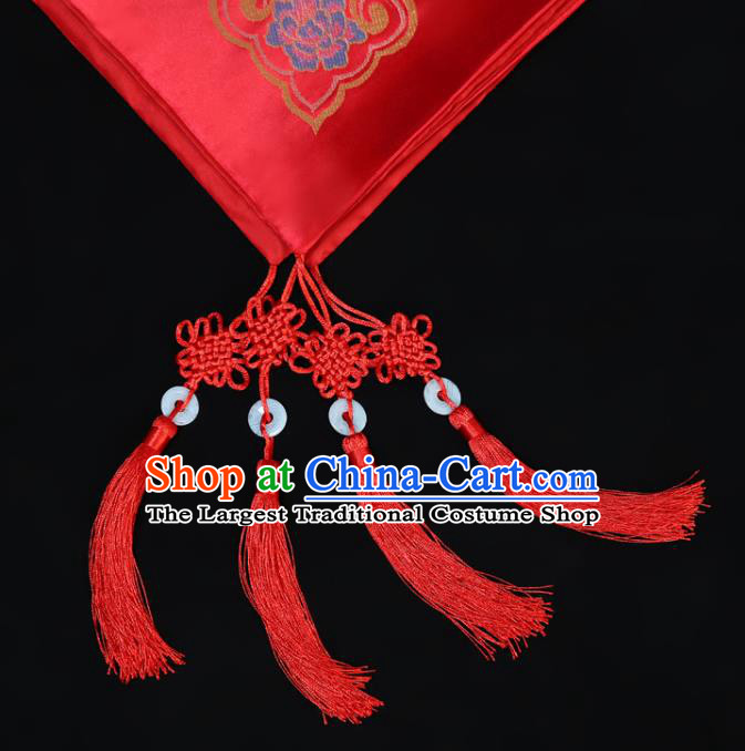 China Xiuhe Suit Satin Headdress Traditional Wedding Headwear Ancient Bride Red Veil