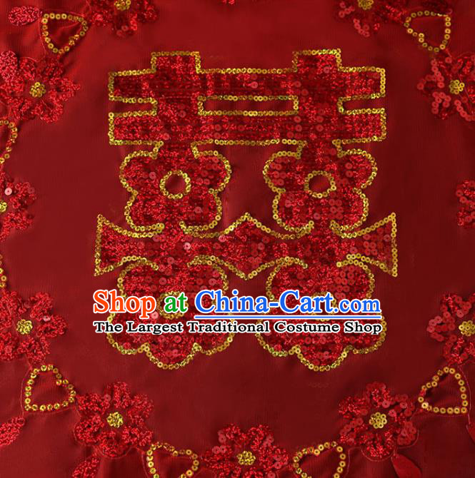 China Red Bridal Veil Kerchief Traditional Wedding Xiuhe Suit Embroidered Headdress